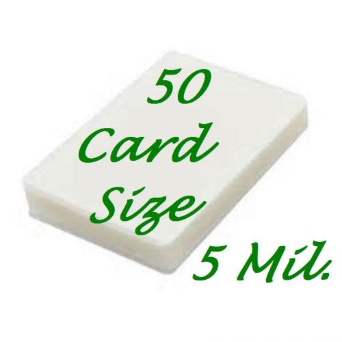 (50)- Card Size Laminating Laminator Pouches Sheets 2-3/8 x 3-5/8...5 Mil