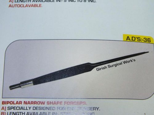 Bipolar narrow shape forceps for E.N.T. 5/8 inch