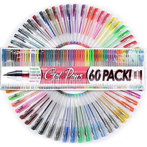 60 Pcs Gel Ballpoint Pens Set Case Art Micron Ink Painting Writing Strokes Draw