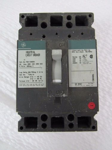 Ge ted134025 general electric industrial circuit breaker 3p 25a 306382 for sale