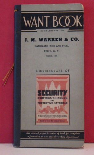 J.M. Warren &amp; Co., Troy NY - Security Roofing and Shingles Advertising Want Book
