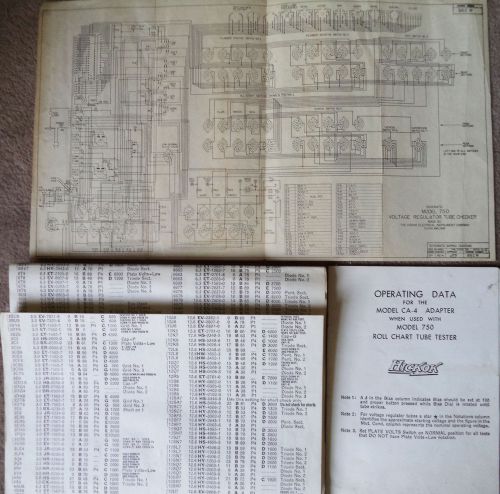 NOS Hickok Tube Data Sheet for Model 750 &#034;Reference Roll&#034; - April 1, 1961