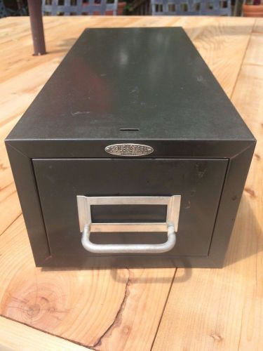 Vtg metal industrial cole steel file card catalog cabinet drawer recipe box for sale