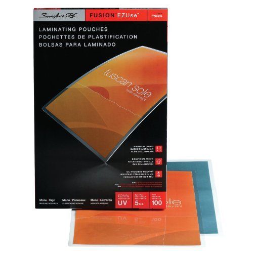 Swingline GBC EZUse Thermal Laminating Pouches, Menu Size, 5 mil, 100 Pack