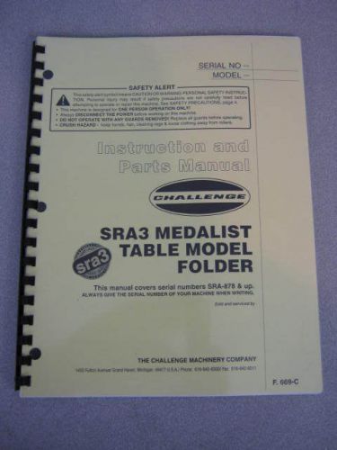 Challenge SRA3 Medalist Table Model Folder Manual