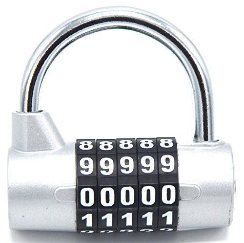 Fully Big Combination Padlock; 5 Passwords Sturdy Security Combination Lock for