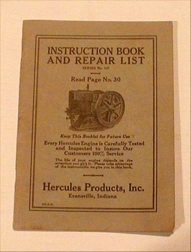 June 1930 HERCULES Engine Instruction Book Repair List Series No 127