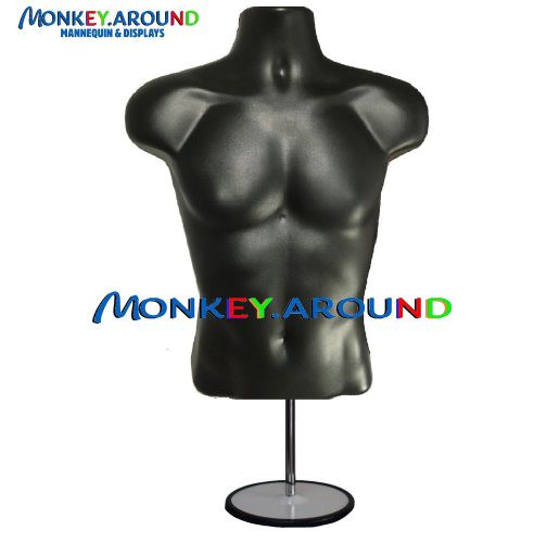 Male mannequin black dress body torso form+1 stand 1 hanger-display men clothing for sale