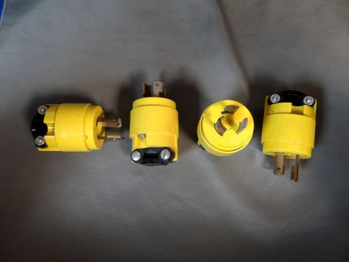 NEMA L5-15 Male Twist Locking Plugs - Yellow - 15A-125v - Lot of 4 Plugs