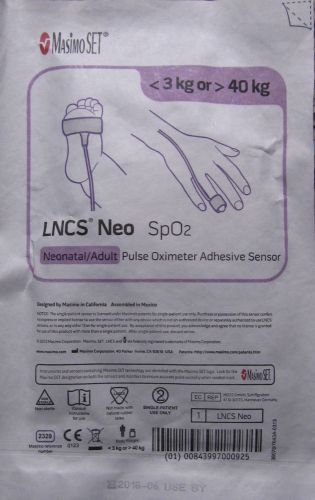 Masimo LNCS Neo adult/neonatal SpO2 sensors (20 sensors)