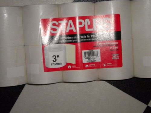 Staples 3&#034; 2 ply carbonless paper rolls for POS printers-10 rolls