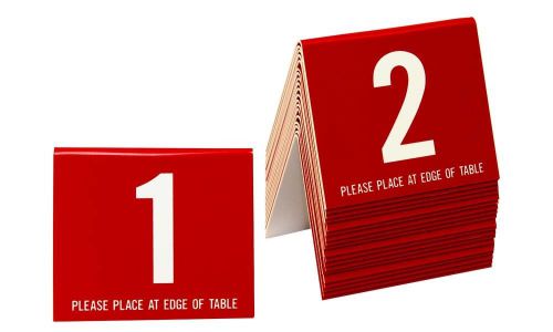 Plastic Table Numbers, 1-20 Tent Style, Red w/white number, Free shipping