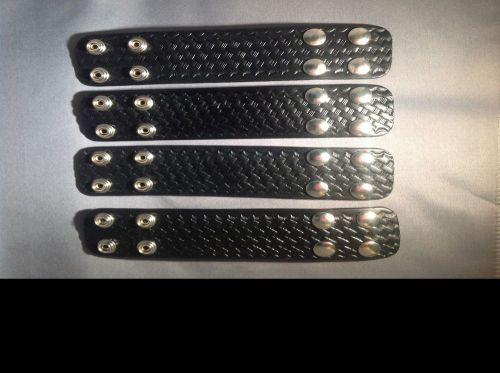 4 New Boston Leather Basketweave Double Belt Keeper - Silver Snap 5496 Duty Gear