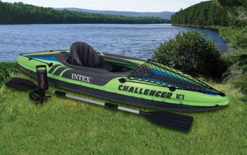 New lntex challenger k1 inflatable kayak kit with paddle and pump for sale