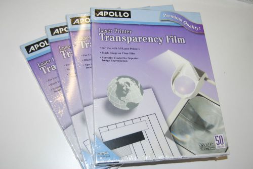 Lot 4x50 Apollo Premium Transparency Film Laser Printer CG7060 New 200 Pages