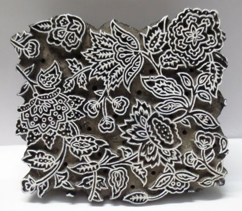 VINTAGE WOODEN HAND CARVED TEXTILE FABRIC PRINTERS BLOCK STAMP FINE CARVING