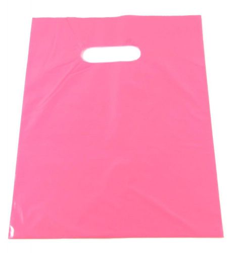 50  - 9&#034; x 12&#034; HOT CANDY PINK  GLOSSY Low-Density Plastic Merchandise Bags