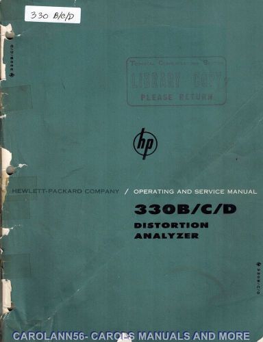 HP Manual 330B C D DISTORTION ANALYZER
