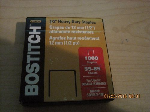 Bostitch Heavy Duty 55-85 Sheets, 0.5-Inch Leg, 1,000 Per Box Model sb351/2-1m.