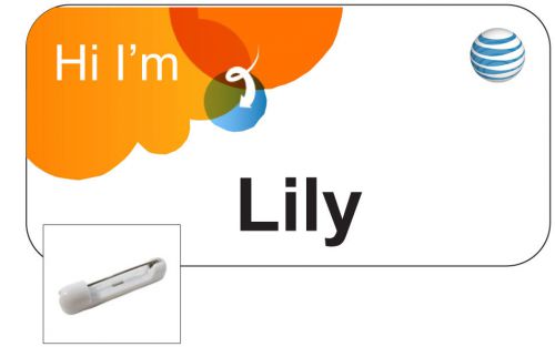LILY FROM AT&amp;T TAG NAME BADGE HALLOWEEN COSTUME PIN FASTENER FREE SHIPPING