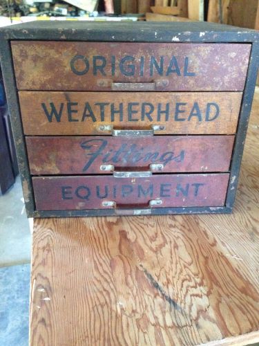 Steel 4 drawer original weatherhead fittings eq tool gas parts bin chest antiq for sale