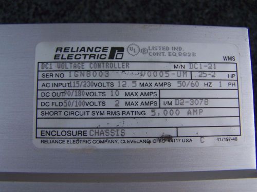 Reliance DC1 VS Drive        DC1-21
