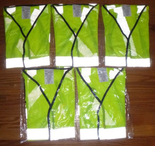 OCCULUX 2XL YELLOW REFLECTIVE SAFETY VESTS LOT OF FIVE BRAND NEW