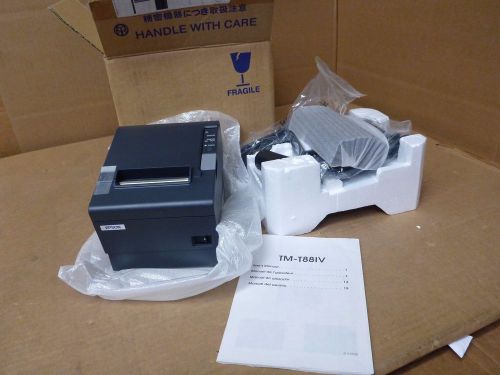 NEW IN BOX ! Epson TM T88IV Dark Grey POS Receipt Printer M129H with ac adapter