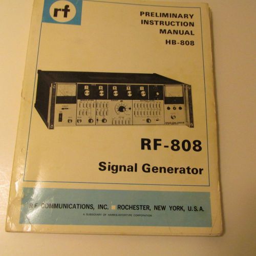 RF COMMUNICATIONS RF-808 SIGNAL GENERATOR MANUAL, SCHEMATICS, PARTS LISTS