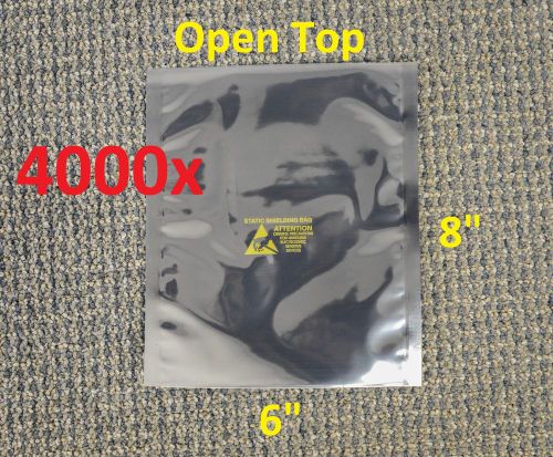4000 ESD Anti-Static Shielding Bags, 6&#034;x8&#034; in (Inner Diameter),Open-Top,3.1 mils