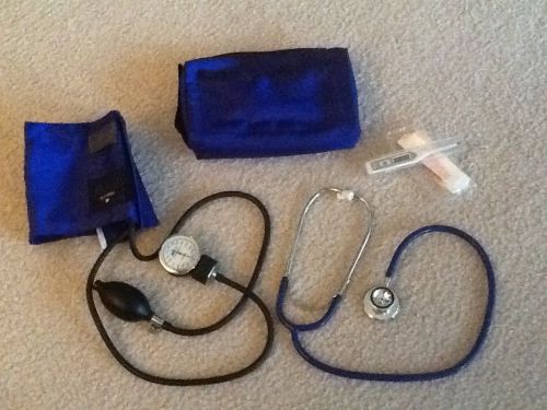 Match mates sphygmomanometer blood pressure bp cuff &amp; stethoscope kit w/ case for sale