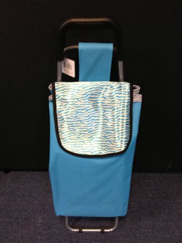 Shopping trolley jeep, collapsible ultra lightweight  light blue zebra print for sale