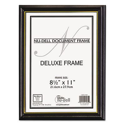 Value Pack Deluxe Wood Document Frames, 8.5 x 11, Black w/Gold Stripe, 18/Carton