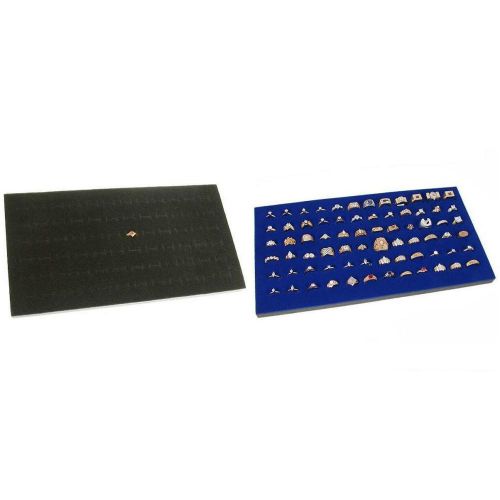 Black &amp; Blue Foam Ring Pad Jewelry Showcase Display Tray Case Insert Kit 2 Pcs