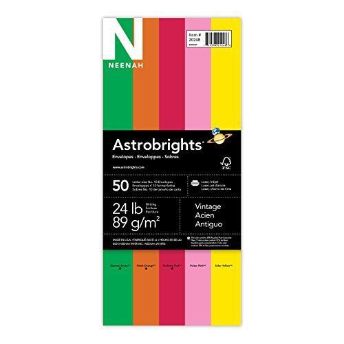 Wausau Neenah Astrobrights Envelopes, Vintage Assortment, 4.125 X 9.5 Inches,