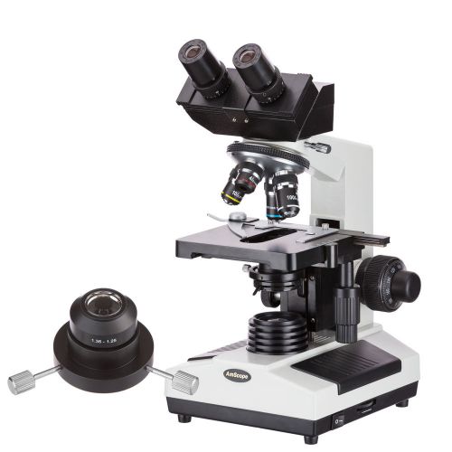 Amscope b390b-dko darkfield binocular biological compound microscope 40x-2000x for sale
