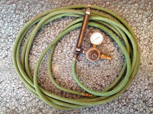 Smith Equipment Argon Flowmeter Regulator Gauge 25&#039; Hose Used Vintage Steampunk