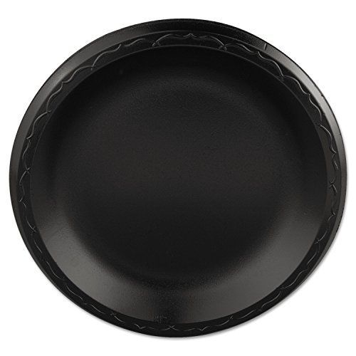 Genpak lam09-3l 8.88-inch diameter black elite foam laminated plate 125-pack for sale