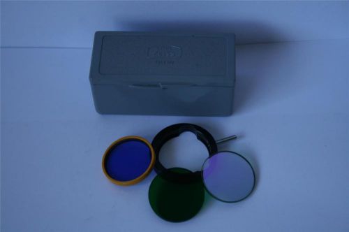 Zeiss Microscope 32mm Filter Case, Holder &amp; 3x Filters; Blue, Green &amp; ?  ****