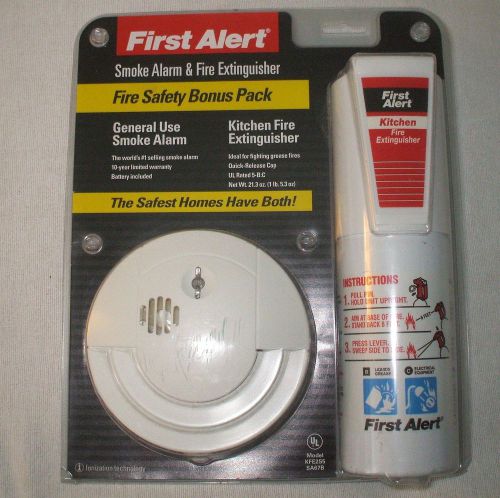 First Alert Kitchen Fire Extinguisher&amp; General Use Smoke Detector&#034; New in Pkg.&#034;