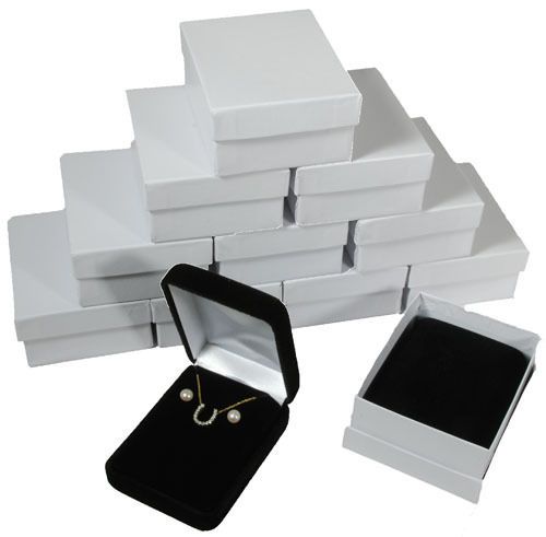 12 Piece Black Velvet Pendant Earrings Jewelry Gift Box 2 1/4&#034; x 3&#034; x 1 1/4&#034;H