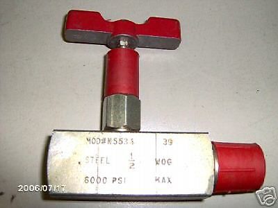 Marsh instrument steel 1/2&#034; 6,000 psi needle valve for sale