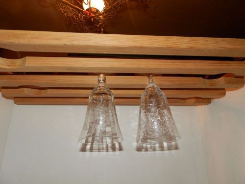 GREAT Wooden Hanging Wine/Bar Glass Holder Hold 24 Glasses 24X13X4