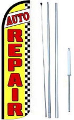 Auto repair yellow windless  swooper flag with complete hybrid pole set for sale