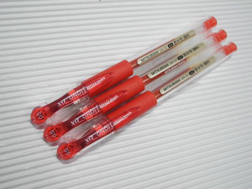 (10 pens) uni-ball signo dx um-151 0.5mm extra fine gel ink roller ball pen red for sale