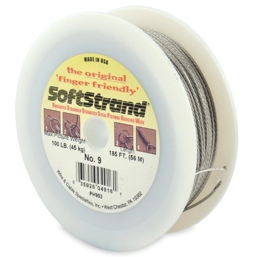 Wire &amp; Cable Specialties Softstrand Size 9 - 185-Feet Picture Wire Uncoated,