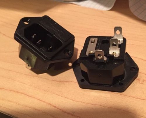 2 pc 250v 10a 3pin iec power cord inlet socket receptacle fuse holder us seller! for sale