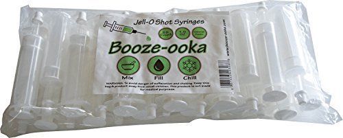 25 Pack Booze-ooka Reusable Jello Shot Syringe Injectors White, Caps, Fill 1.5