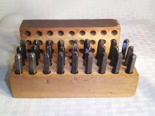 Vintage Grye Steel Letters 1/8&#034; Hand Punch Set in Wood Box Holder Collectible