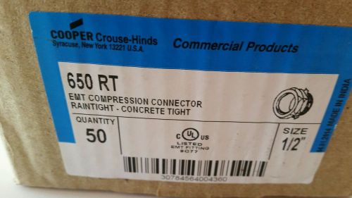 Quantity 50 - Crouse-Hinds # 650R,  1/2&#034; Compression Connector - NEW - FREE SHIP